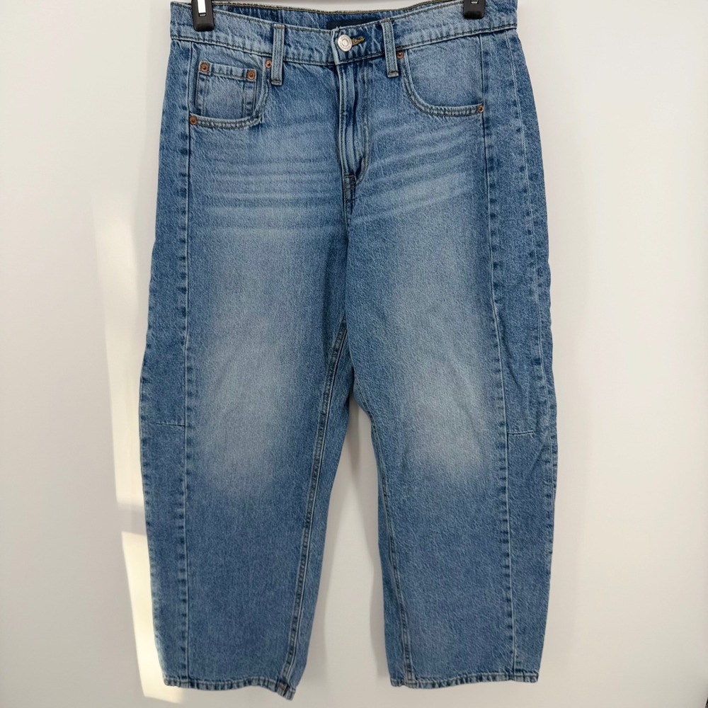 Aeropostale Barrel Jeans Womens Size 8 High Rise‎ Cropped Wide Leg Denim Blue